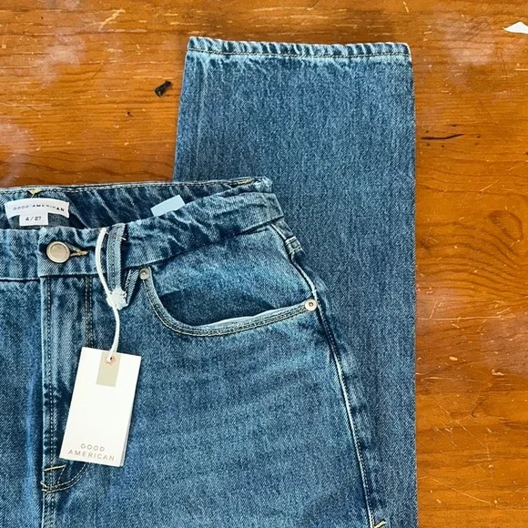 NWT Good American good boy women's Blue Straight Leg Jeans size 4/27 - Picture 5 of 16